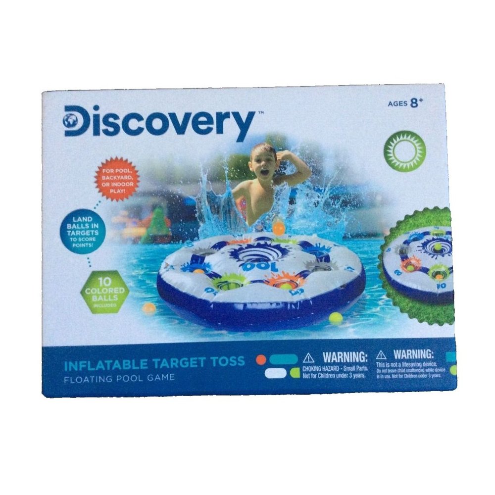 Inflatable Target Toss Floating Pool Game with 10 Balls and Tether Rope, for Swi